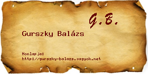 Gurszky Balázs névjegykártya